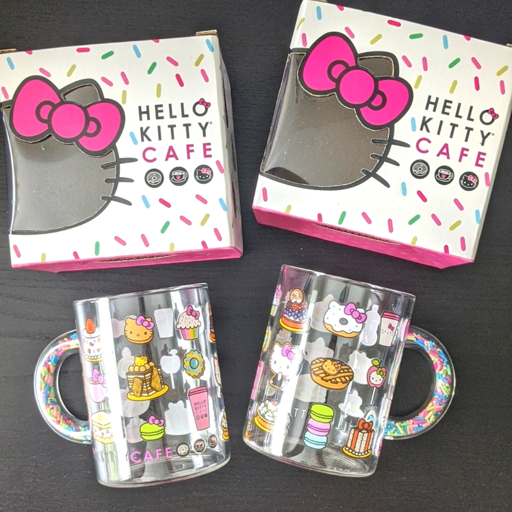2 Hello Kitty Treats & Sprinkles Glass Mug